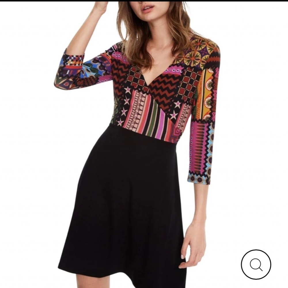 Desigual Colour Me Jill Faux Wrap A-line Dress Sz M